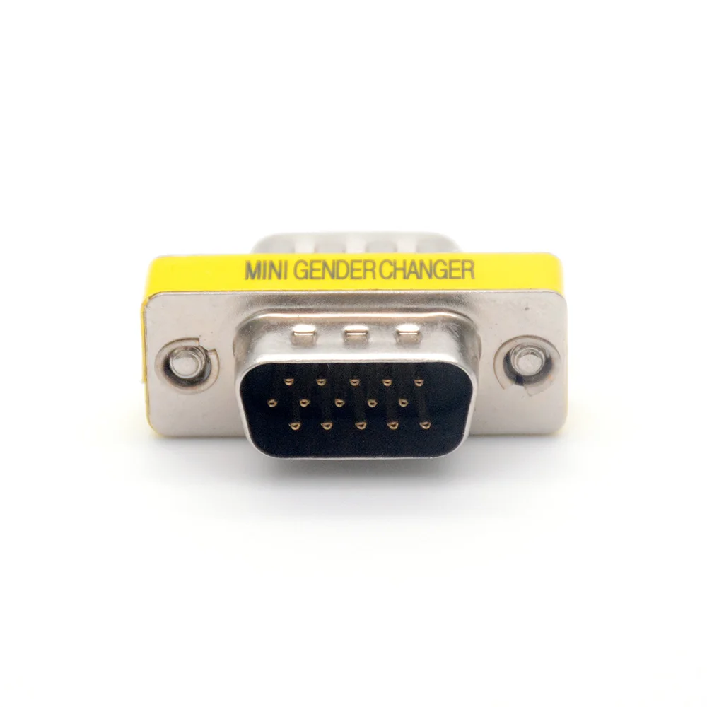 15 Pin VGA SVGA Gender Changer Adaptor Connector Male to Male Coupler Converter Monitor M/M DB15 Connector