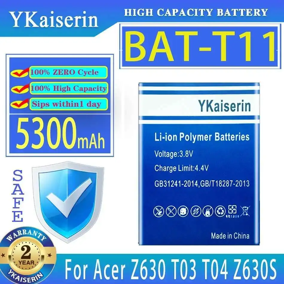 

Mobile Phone Battery Good Low-Temperature Performance For Acer Z630 T03 T04 Z630S Bat-T11 5300Mah