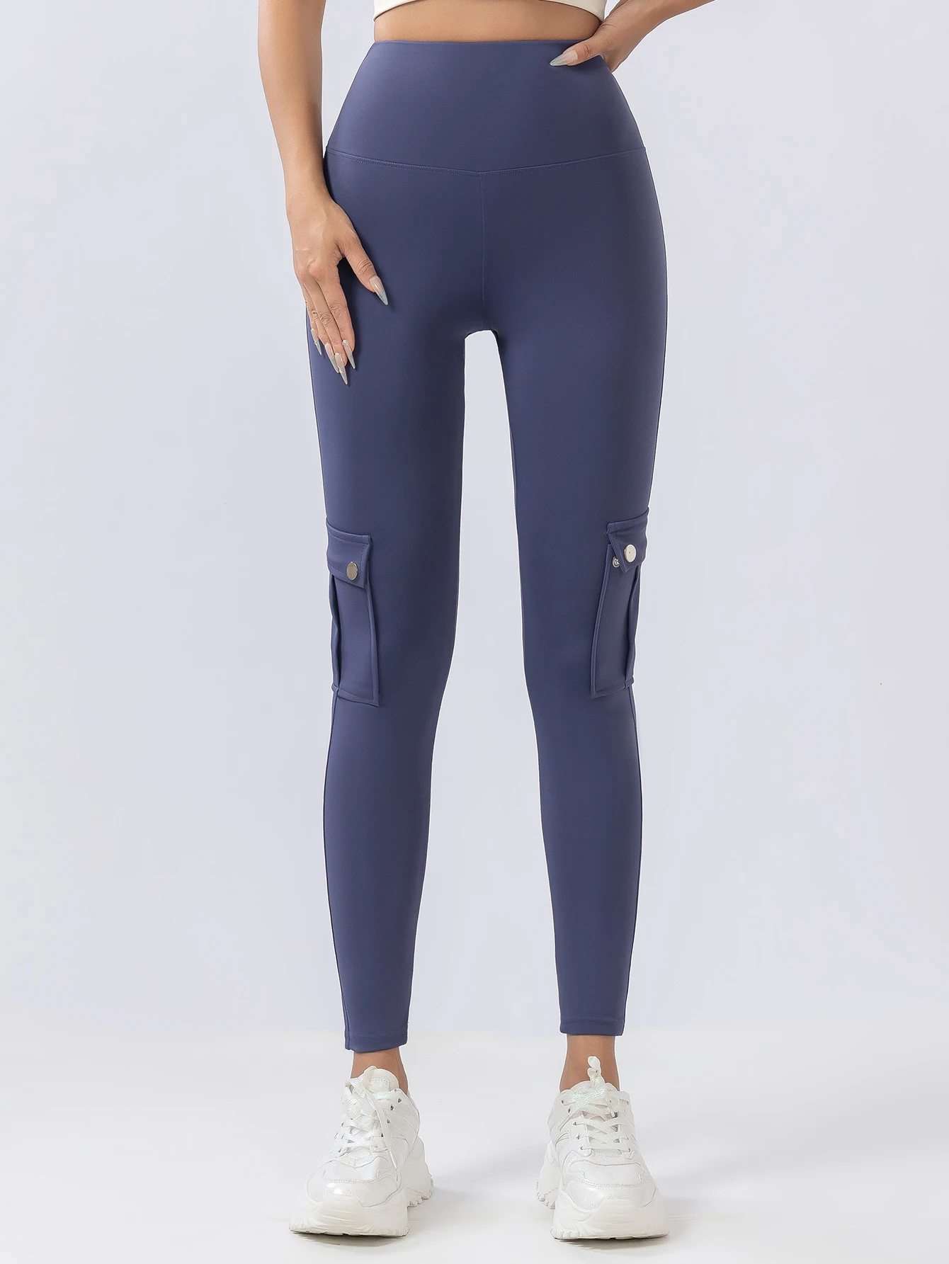 Women's pocket workwear pants waist-lifting hip-lifting nude elastic running quick-drying yoga women's pants sexy hip-lifting,