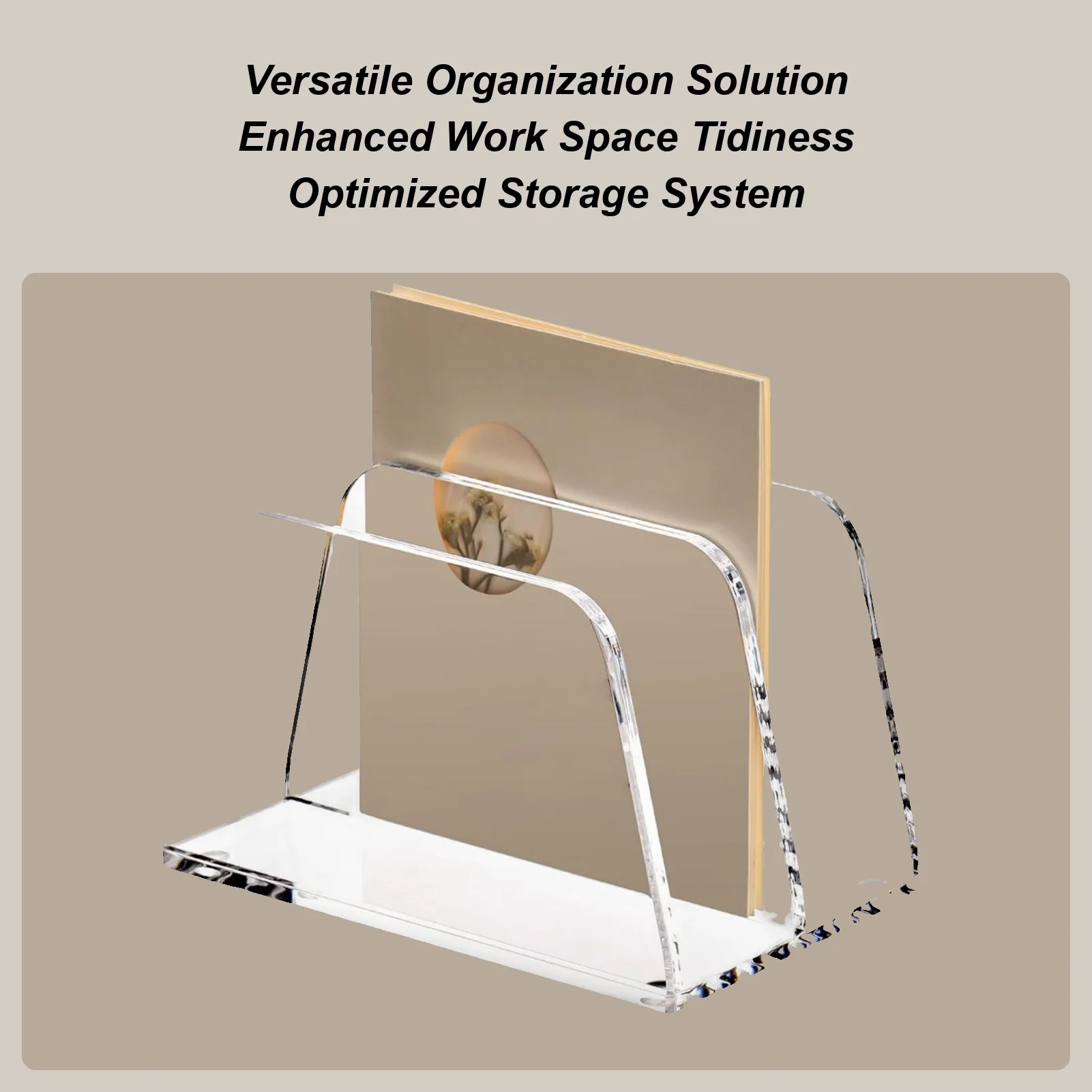 アクリル製デスクトップファイル分類収納ラック-2グリッド垂直メールフォルダーラックオーガナイザー-クリアデスクトップレターホルダー