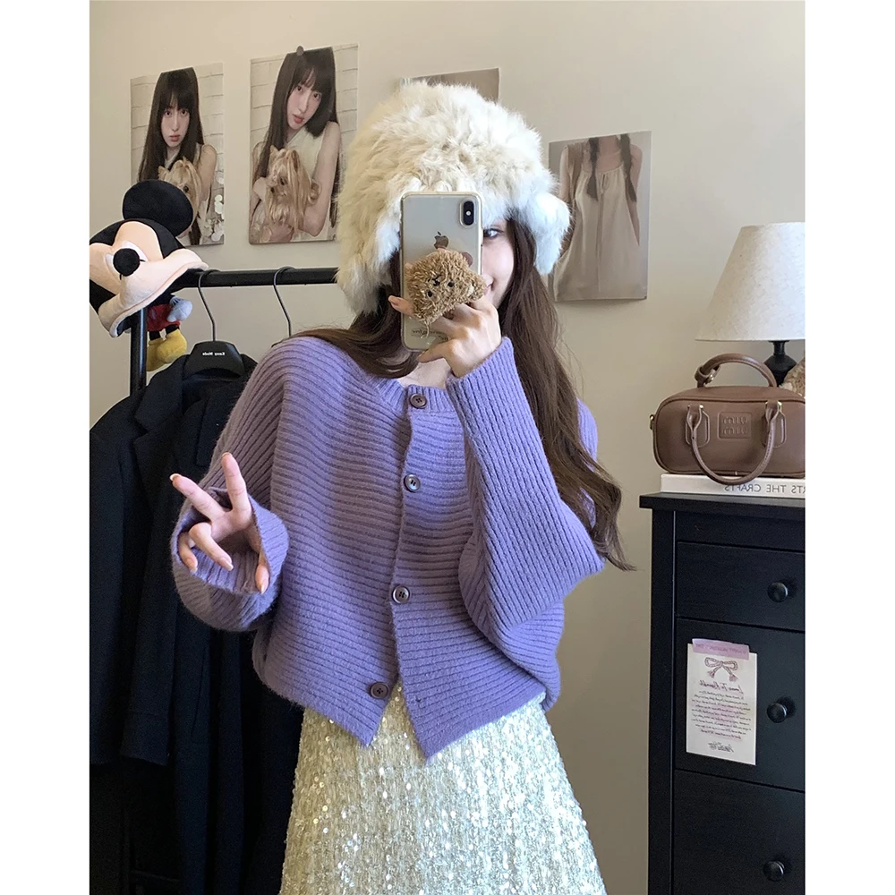 Sweet Sle ort Maglione lavorato a maglia Cardigan Batwing da donna Sve Sottile Autunno Nuovo Faion Inizio autunno Nuovo arrivo Maglia da donna...