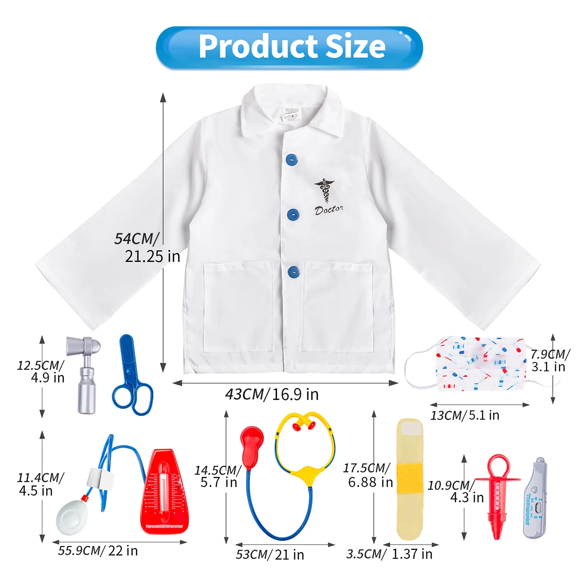 مجموعة لعب الأدوار في طبيب الأطفال، معطف أبيض، أدوات طبية، مجموعة كاملة من اللعب المنزلي، ألعاب تجربة احترافية