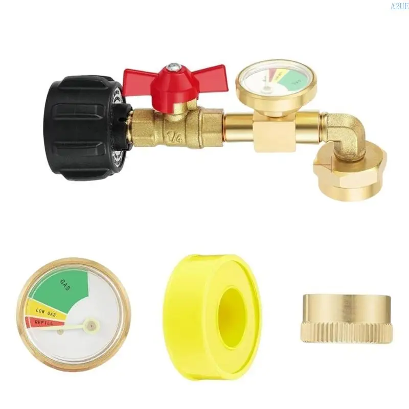 A2UE Propanes Gas Grills Quick Connecting Fitting with Pressure Gauge Quick Connecting Adapter for Efficient Fuels Conversion