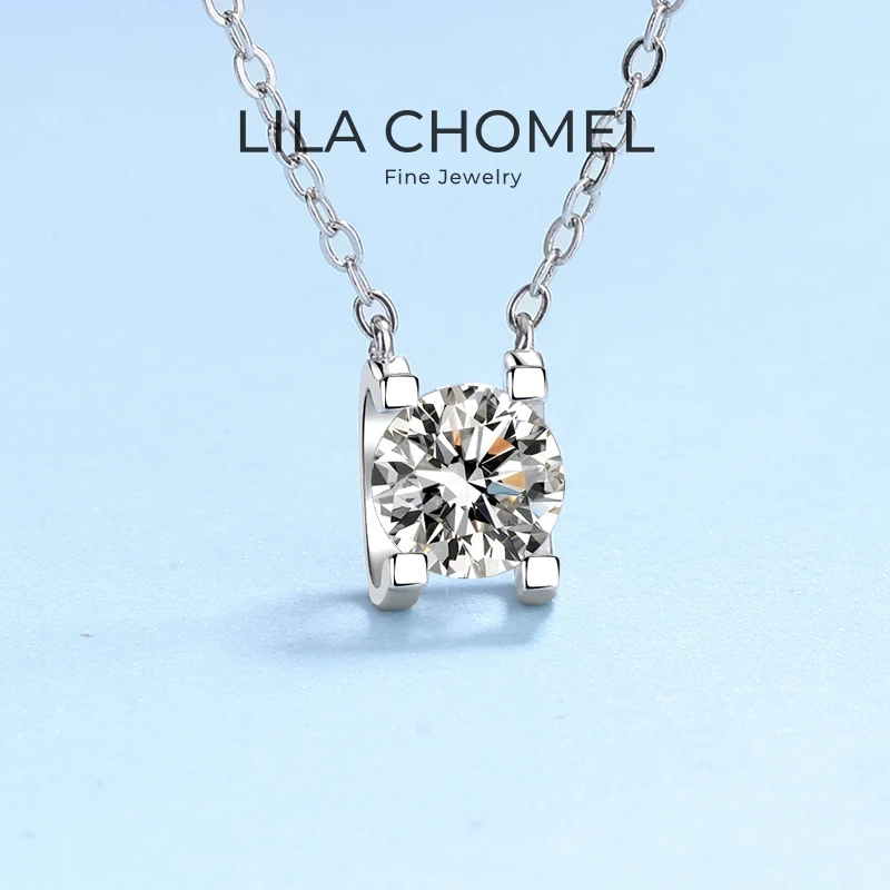 Collier avec pendentif en diamant Moissanite pour femmes, cadeau d'anniversaire pour fille, 0.5/1/2ct, couleur D, chaîne en platine PT950, bijoux fins de fiançailles