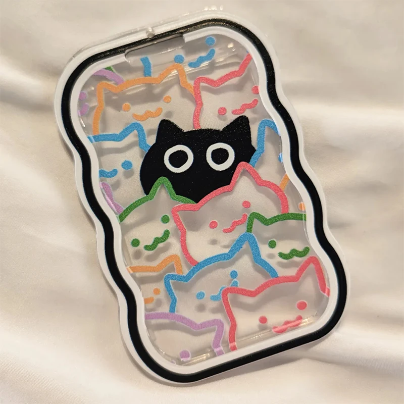 Line CAT 3นิ้วกระเป๋าเก็บบัตรรูปภาพพวงกุญแจกระเป๋าเก็บบัตรโปร่งใสซองใส่บัตรนักเรียนเคสป้องกันภาพถ่าย