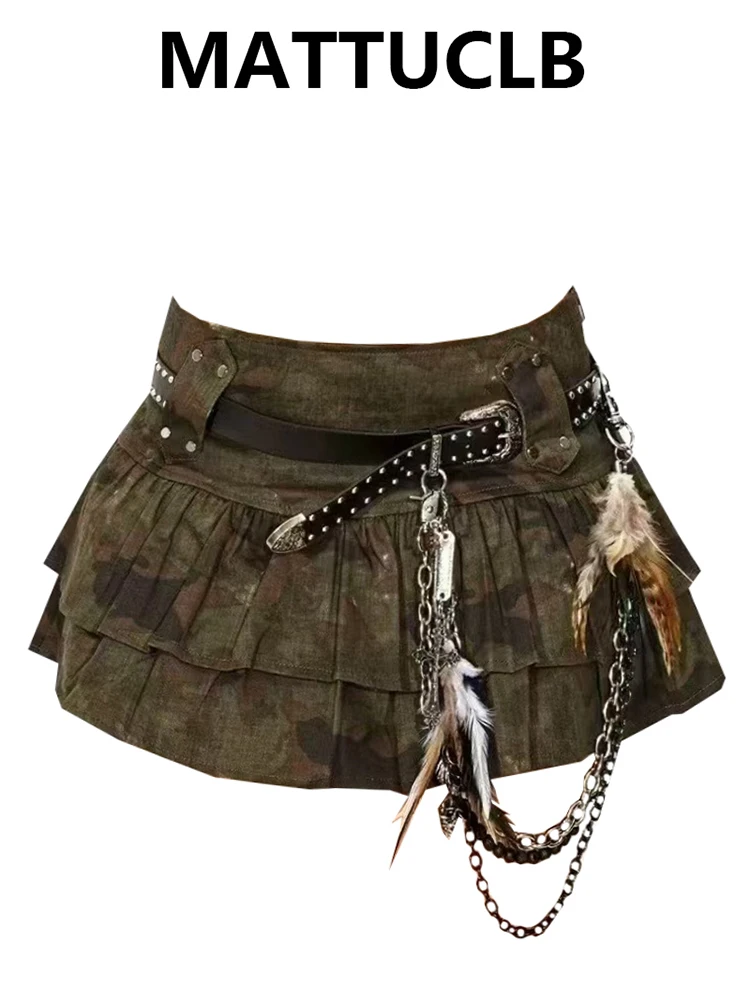 Summer Women Camouflage Mini Skirt High Waist 2000s Kpop Y2k Korean American Vintage Harajuku E-girl Gyaru Coquette Cyber Punk