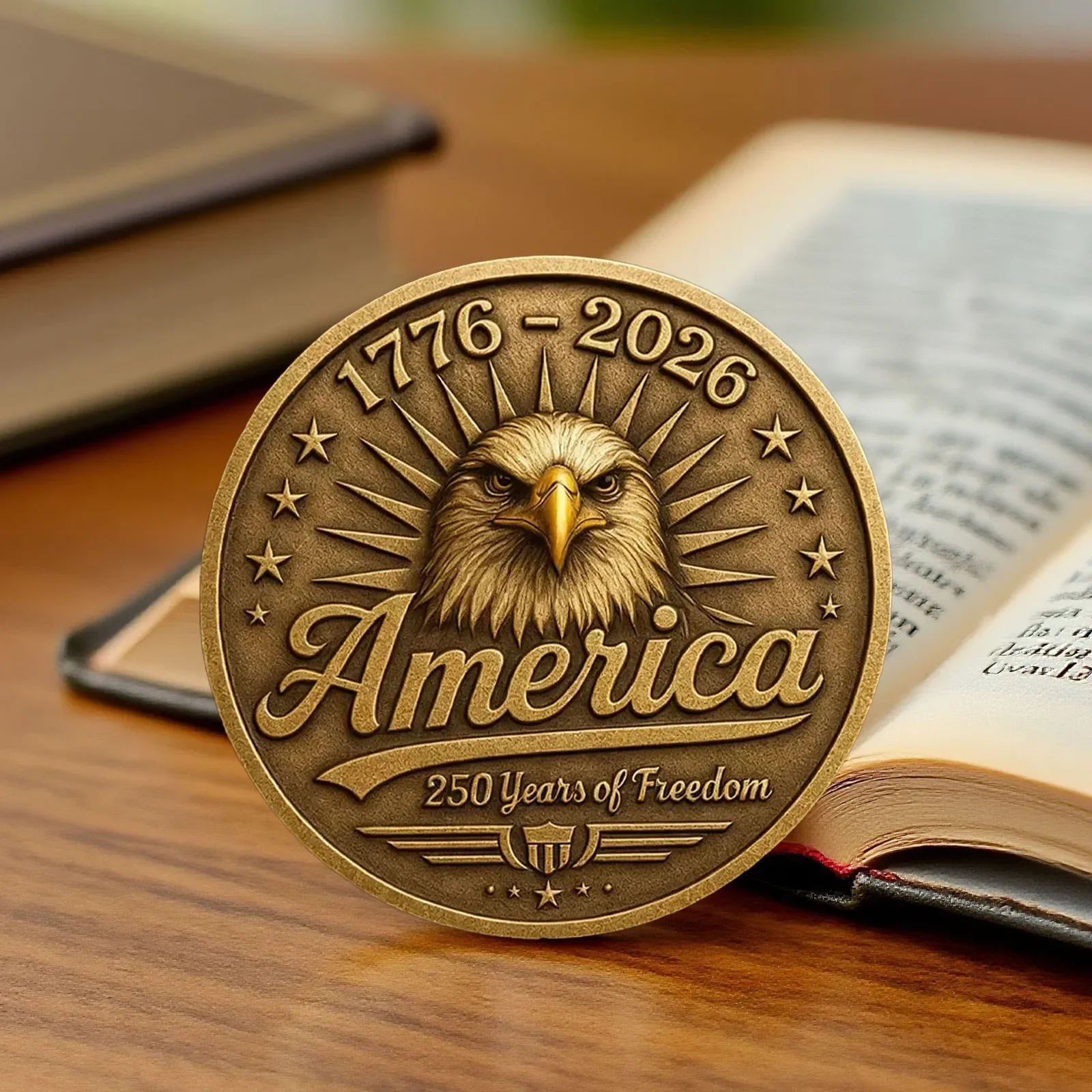 عملة تذكارية للذكرى الـ 250 للولايات المتحدة مطلية بالذهب 1776-2026 عملة أمريكية