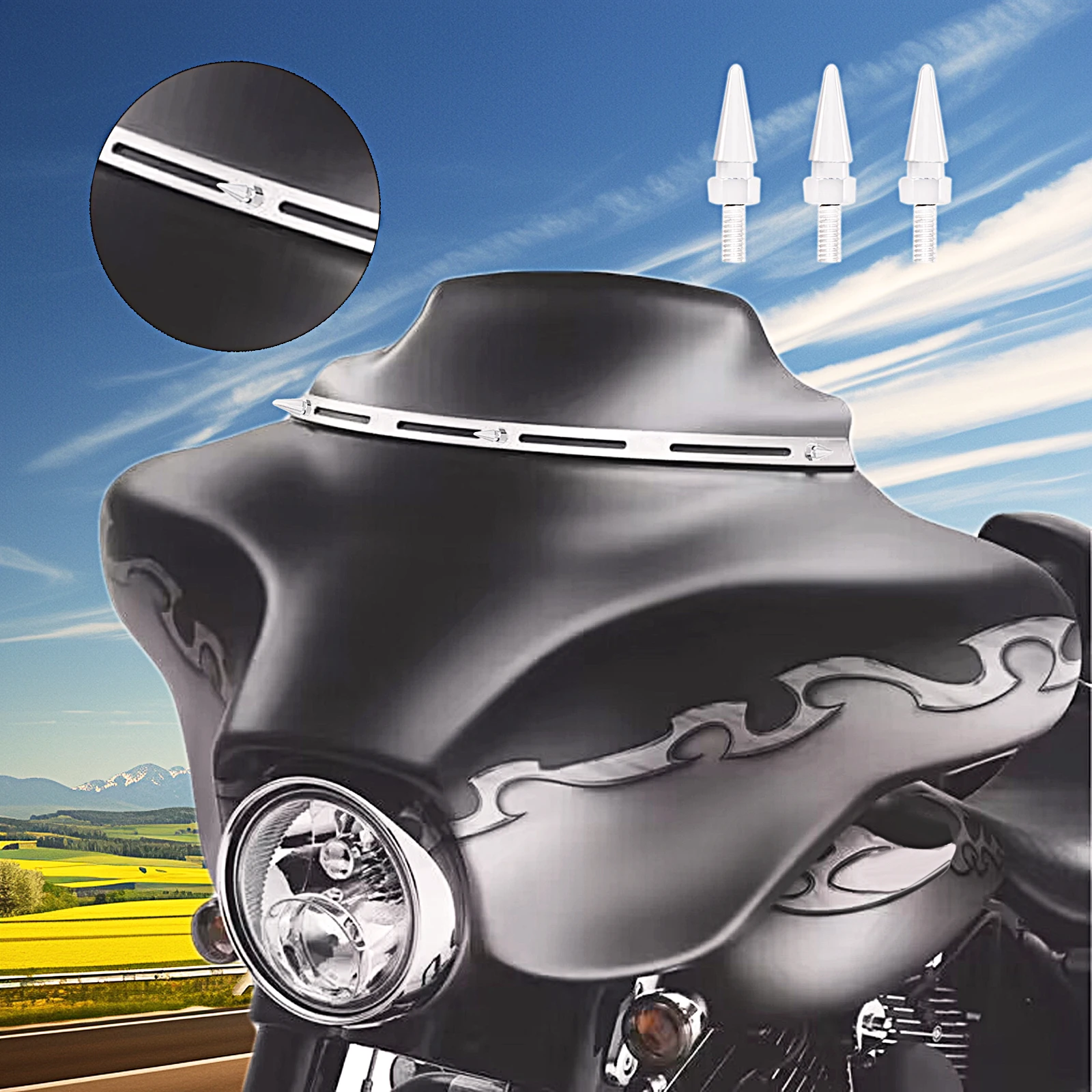 Black Chrome Fairing Windshield Trim Bullet Bolts For Harley Touring Electra Street Glide FLHT FLHTC FLHX 1996-2013 Model