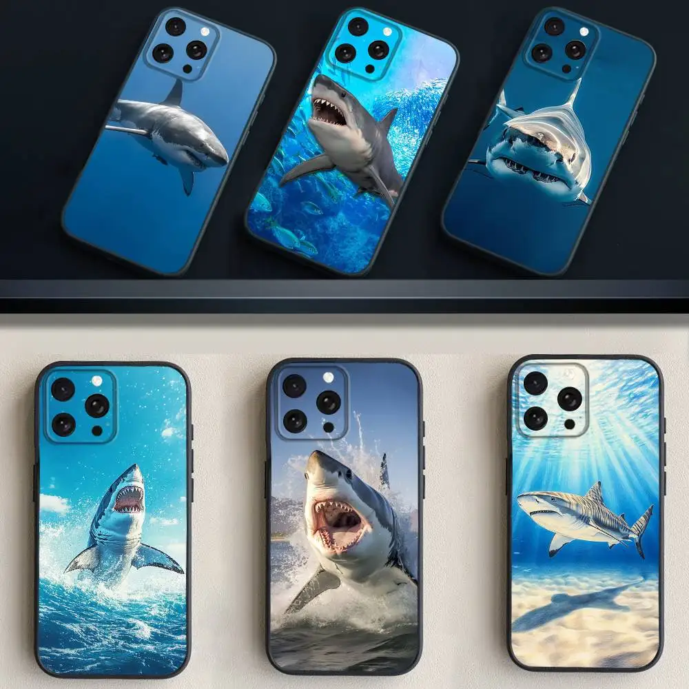 

Animal Shark F-Ferocious Phone Case For iPhone 17,16,15,14,13,12,11 Plus,Pro Max,XS,X,XR,SE,Mini,8,7,Soft Silicone Black Cover