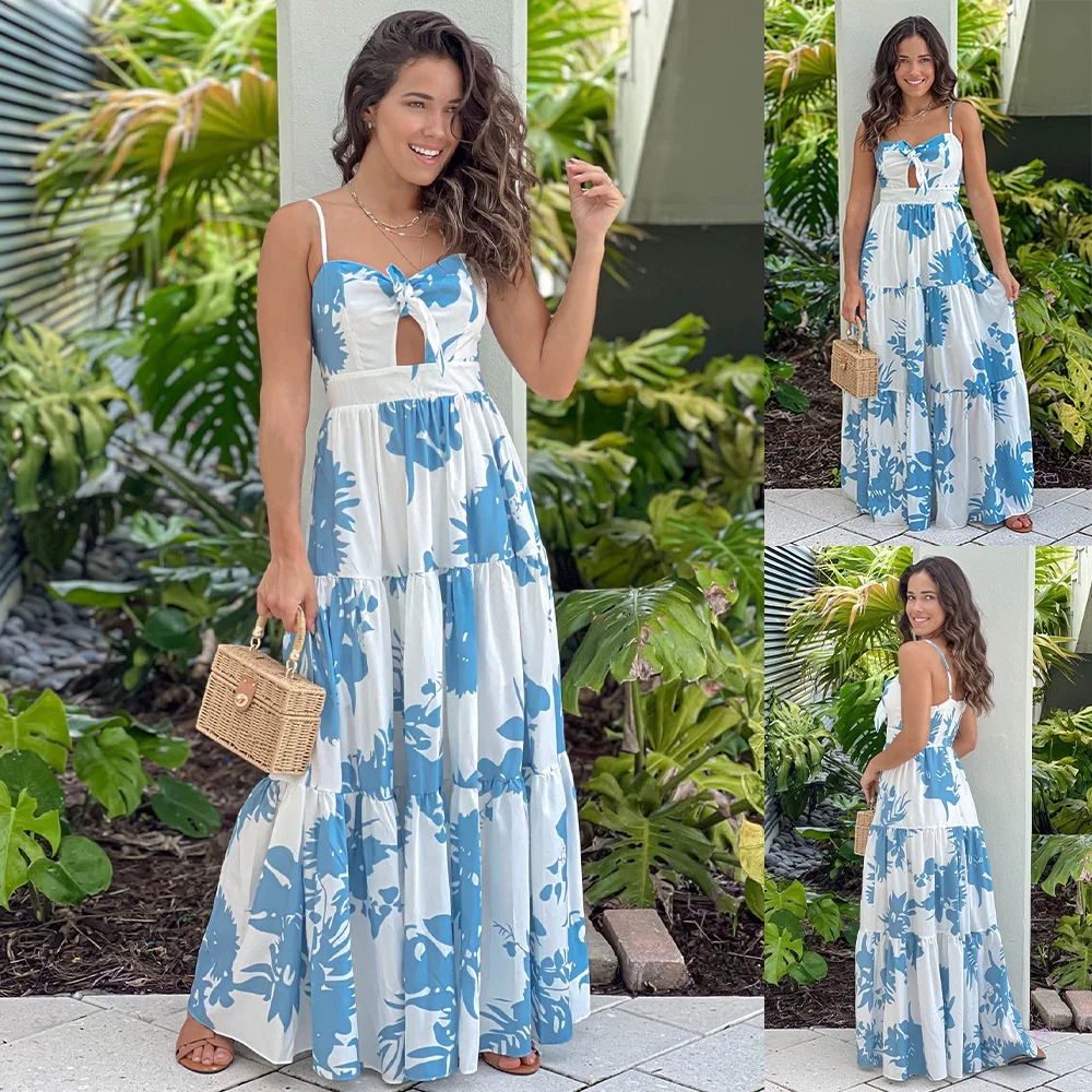 

Женская сексуальная юбка трапециевидной формы с цветочным принтом Dr Commute Vaion Long Dr с вырезом и поясом Thiened No Sve