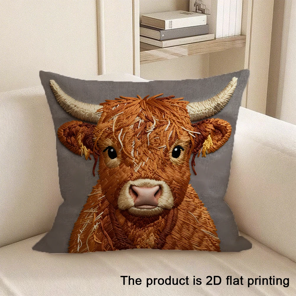 1pc Adorable 2D Flat Printed Animal-Patterned Pillowcases Sofa cushion cover home bedroom room decoration