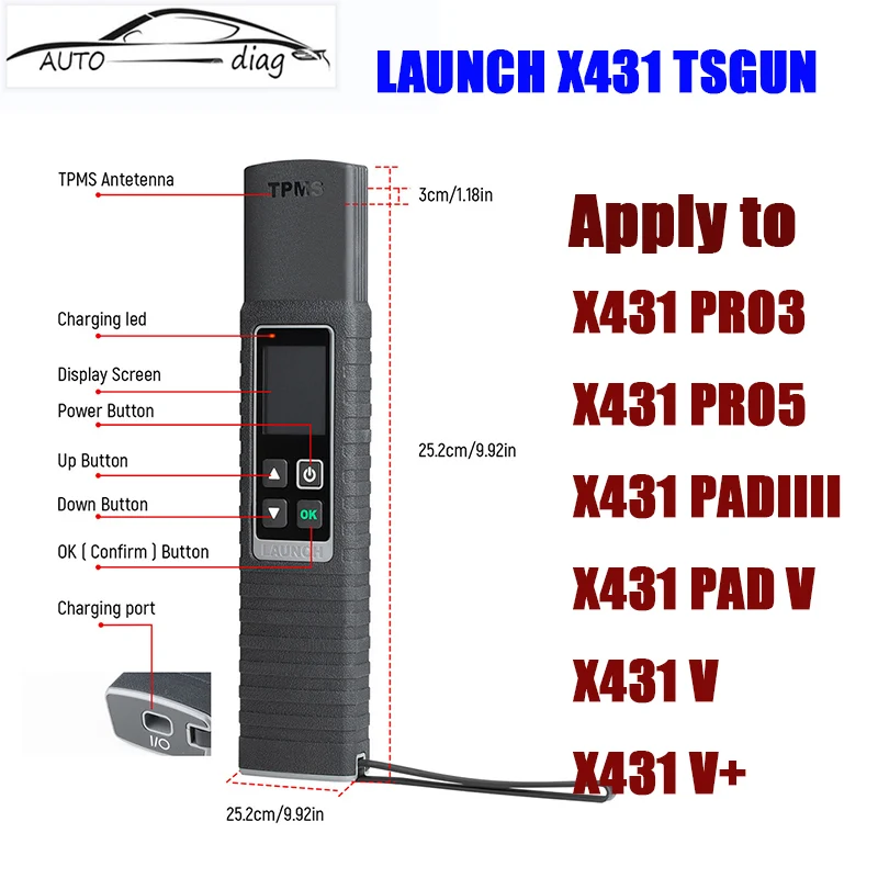 

LAUNCH X431 TSGUN TPMS Tire Pressure Detector Activate 315MHz 433MHz TPMS Sensor Learning OBD2 Scanner Programming toolForX431 V