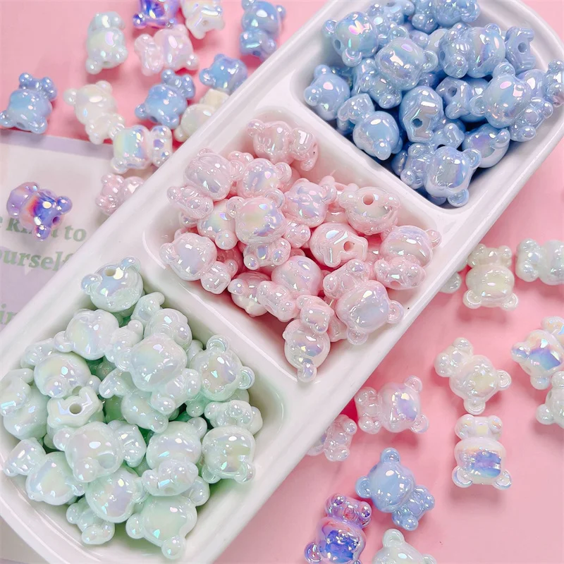 Süße 10 Stück mehrfarbige Bären-Acrylperlen, niedliche Gummibärchenperlen für Schmuckherstellung, DIY-Armband, Ohrringe, Geschenkzubehör