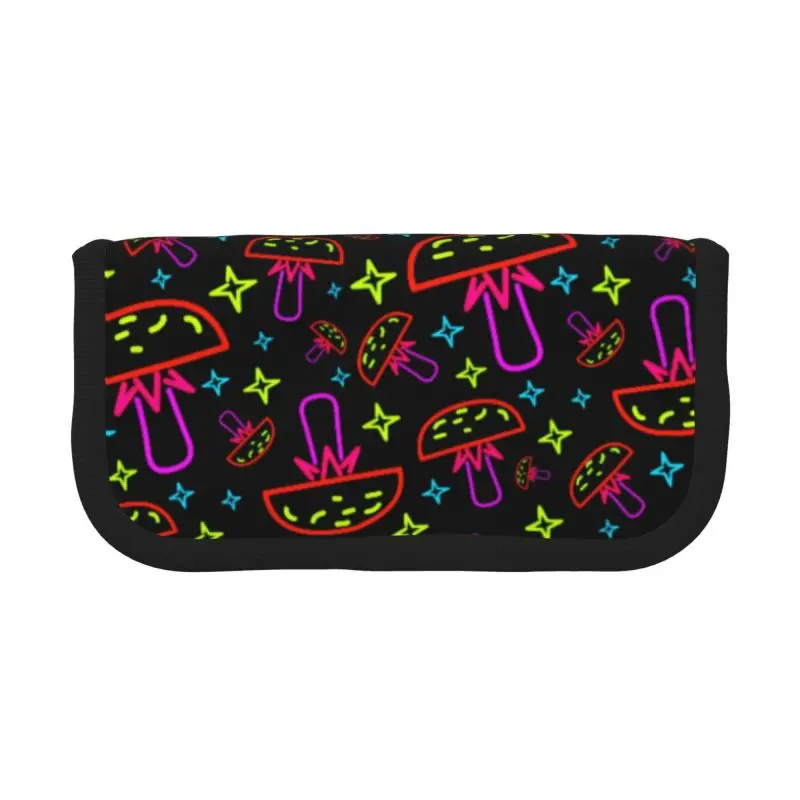 Customized Neon Trippy Mushrooms Pencil Case for Boys Gilr Large Capacity Magic Hippie Colorful Aesthetic Pen Bag Box Stationery