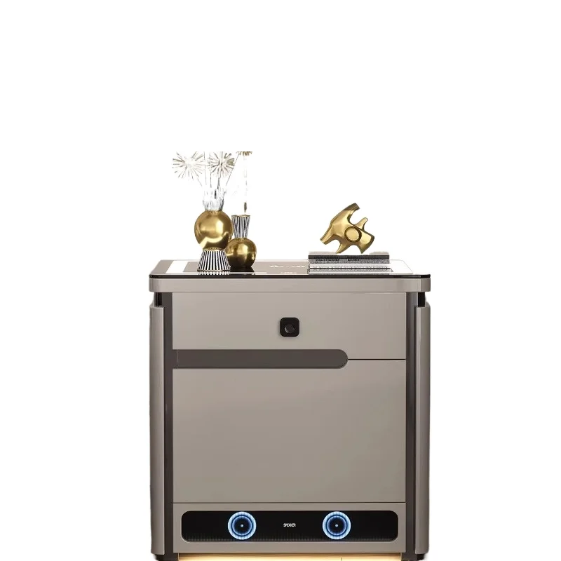 

Бытовая умная прикроватная тумбочка, безопасный замок с паролем по отпечатку пальца, многофункциональный встроенный цельнометаллический противоугонный ящик, беспроводной