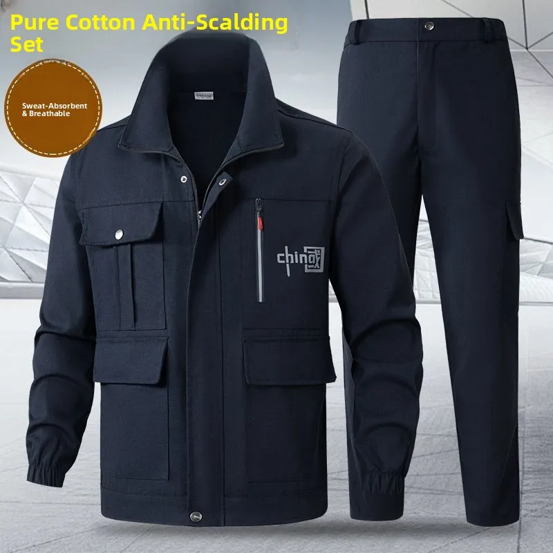 

Thiened Cotton Tead Work orm Set for Men Spring Autumn Auttive Repair Wear Resistant W Labor Protection Workwear