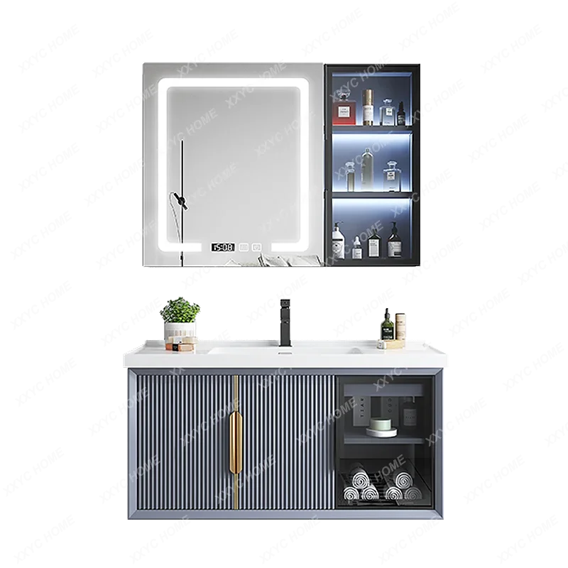 Bathroom Cabinet Mirror Cabinet Combination Ceramic Whole Washbin Modern Light Luxury Wash Basin Wash Basin Cabinet