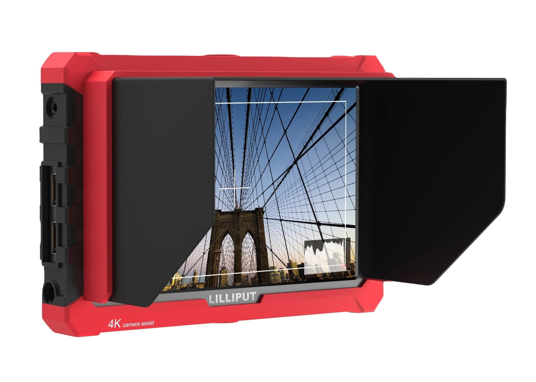 Affordable 7 Inch IPS 4K HDMI On- surveillance With Red Rubber Case