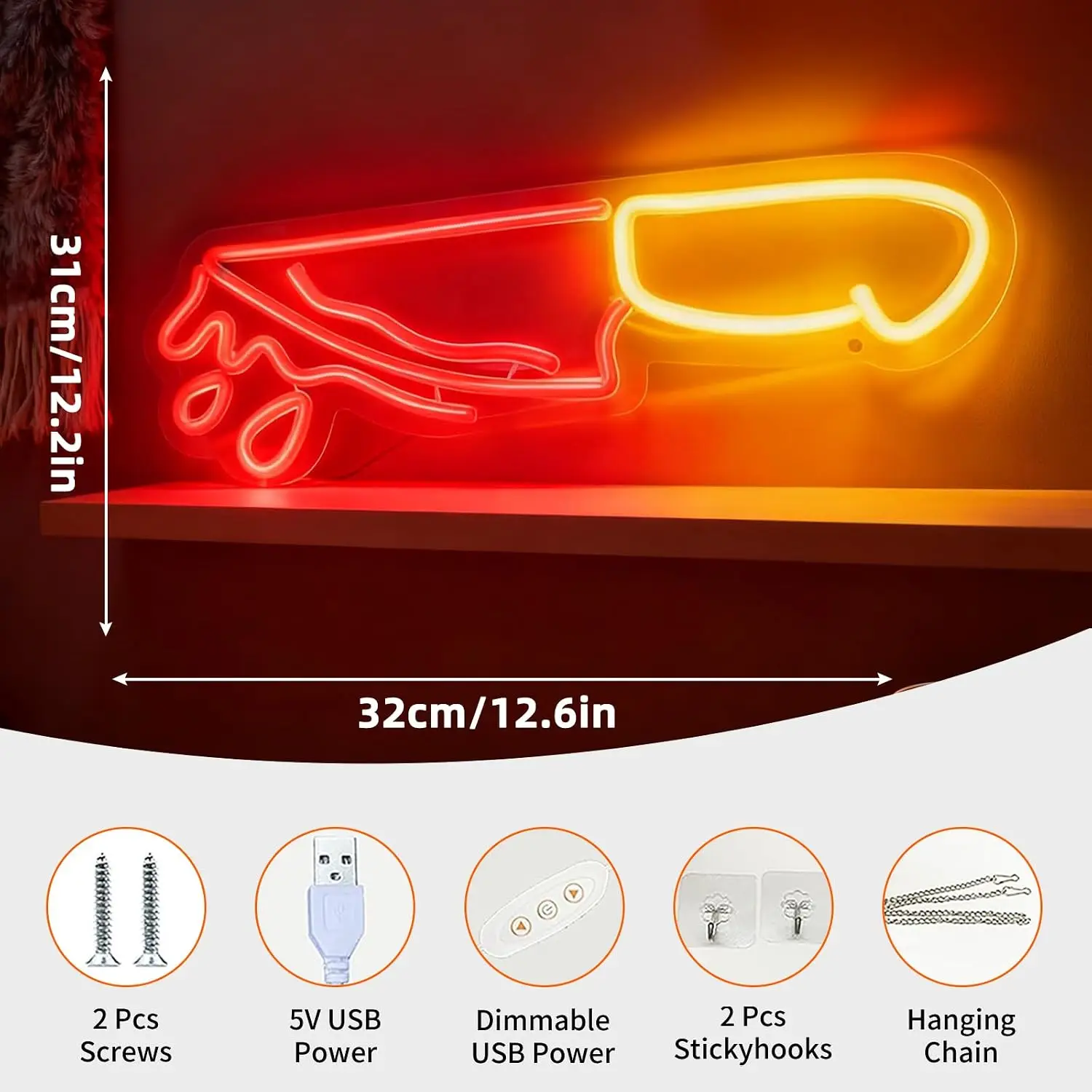 Dagger Shape LED Neon Sign USB Powered Neon Light for Bar Pub Man Cave Halloween Christmas Gothic Style Home Wall Art Decor Gift
