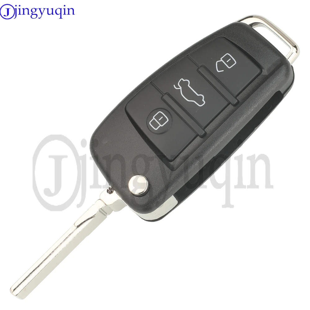 Jingyuqin 3/4 Buttons For Audi A2 A3 A4 A6 A6L A8 Q7 B7 Q3 S5 C5 C6 TT Keyless Case Replacement Remote Flip Car Key Shell Fob