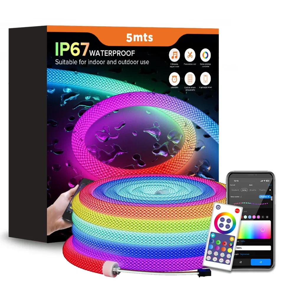 LED Mesh Circular 360 Degree Luminous RGB Iridescent Woven Light Strip Waterproof Neon Light Flexible Assembly Line Lamp