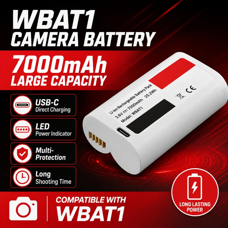 

7000mAh 3.7v WBAT1 Camera Monitoring Battery Replacement Compatible with For WYZE Cam Pro 2K Camera Digital Battery