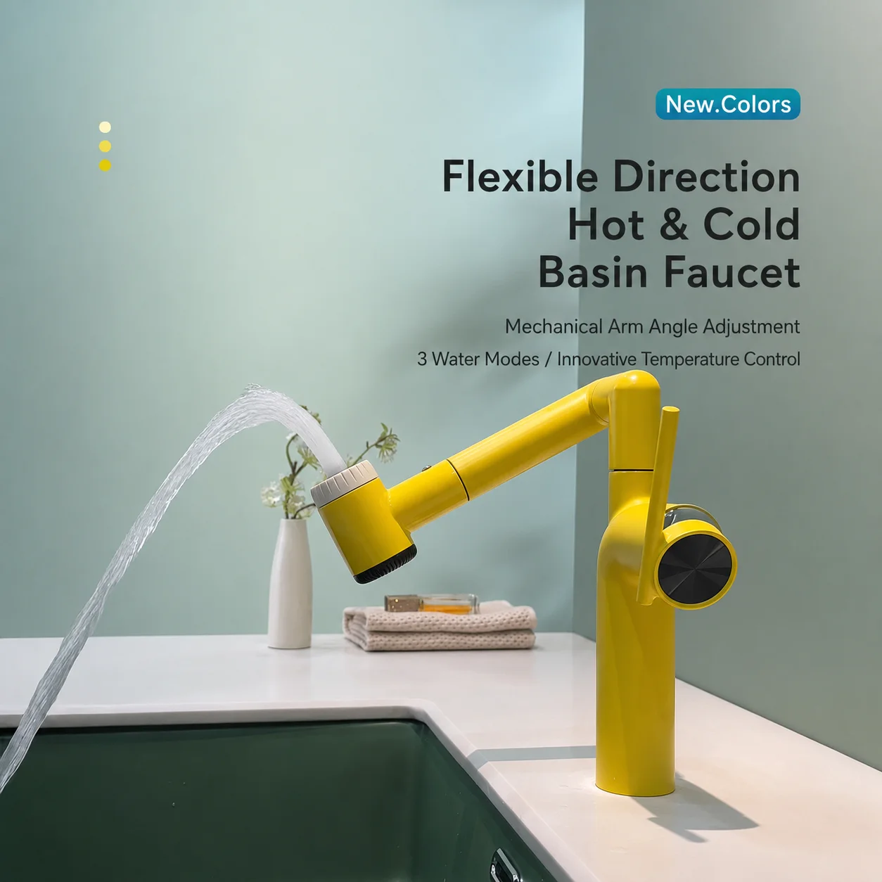 3D Mechanical Arm Basin Faucet 360° Swivel Dopamine Bathroom Sink Mixer Tap with Chlorine Filter