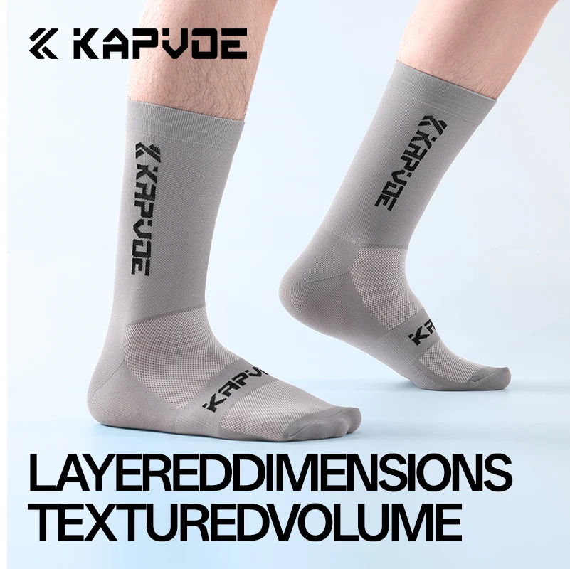 

Спортивные носки Kapvoe, новые мужские велосипедные носки, дышащие спортивные носки, компрессионные дорожные велосипедные носки для бега, Mtb, до колена, забавные баскетбольные носки