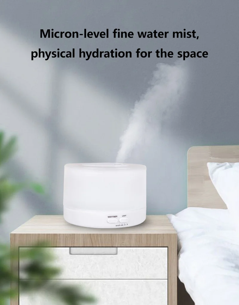 Difusor Aromatizador Ultrassônico 500ml 7 Cores LED Controle Remoto