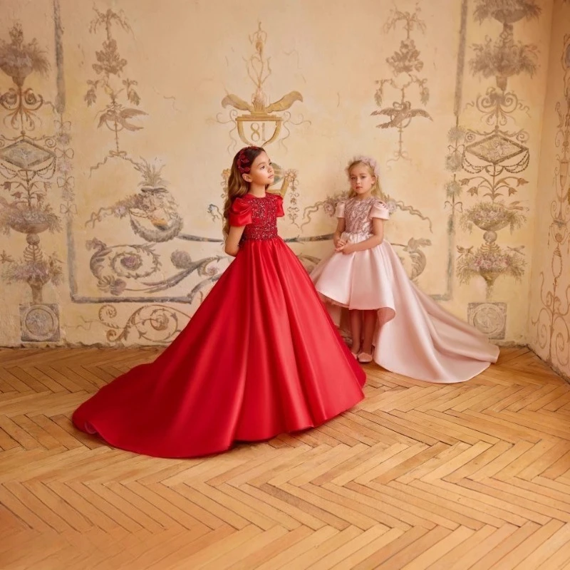 Girls Princess Party Dress Children Flower Girl Wedding Gown for Formal Evening Wear Kids Fashion Birthday Celebration Pageant