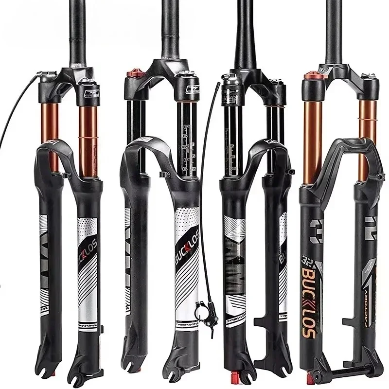 AliExpress NONE BUCKLOS 26/27.5/29er MTB Fork 120mm 140mm Bicycle Air Suspension Fork Straight/Tapered Mountain Bike Fork Quick Release RL/LO