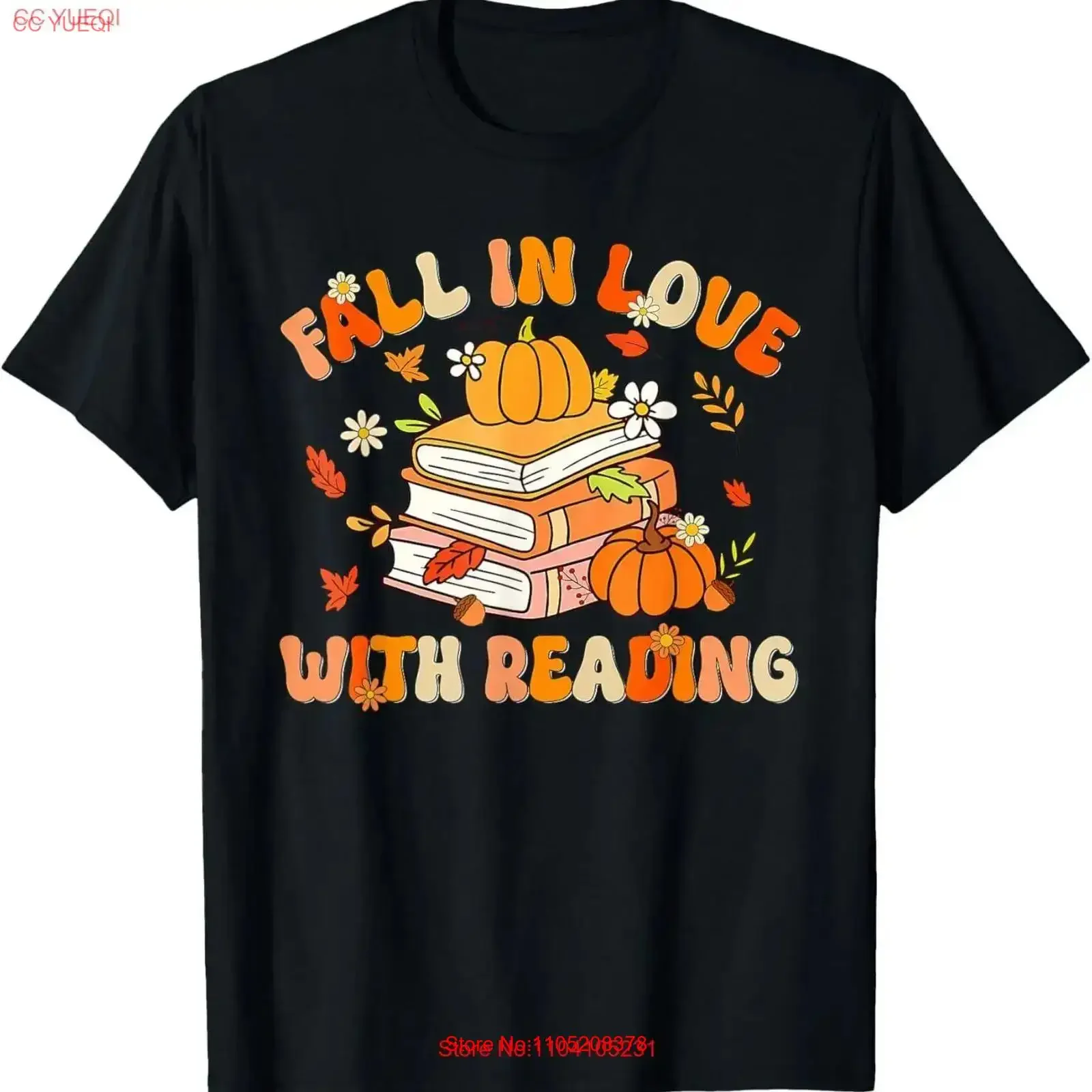 Fall In Love With Reading Book Autumn Pumpkins And Teachers T Shirt  vintage Washed Soft fashion streetwear homme Unisex