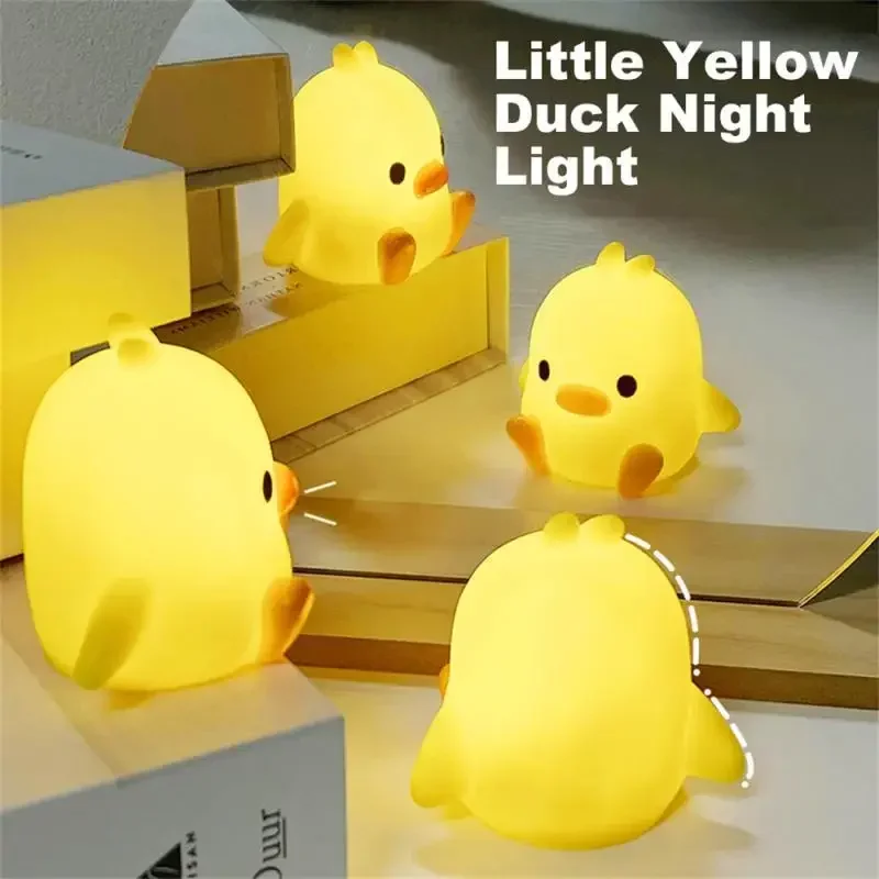 1pc Cartoon Duck Night Light Little Yellow Duck Night Light Bedroom Lamp Baby Children Kid Bedroom Decorative With Sleeping Ligh