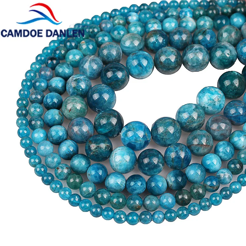 

100% Natural Blue Ocean Apatite Precious GemStone Sea Sediment Stone Round Beads 4 6 8 10 12MM Diy Bracelet For Jewelry Making