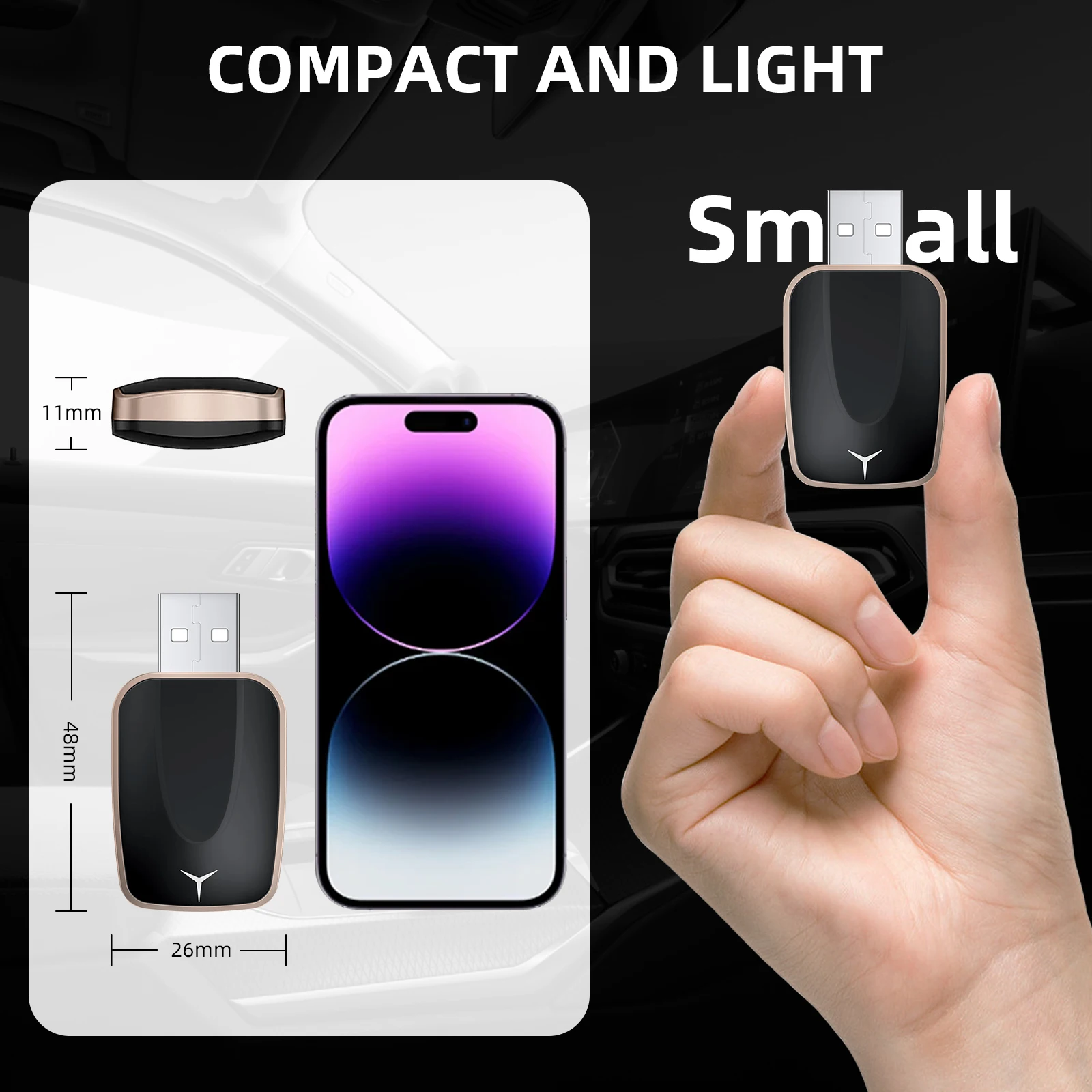 Nova atualização mini adaptador sem fio duplo, com fio para carplay sem fio ou android auto, 2 em 1 carplay android auto para estéreo de carro oem