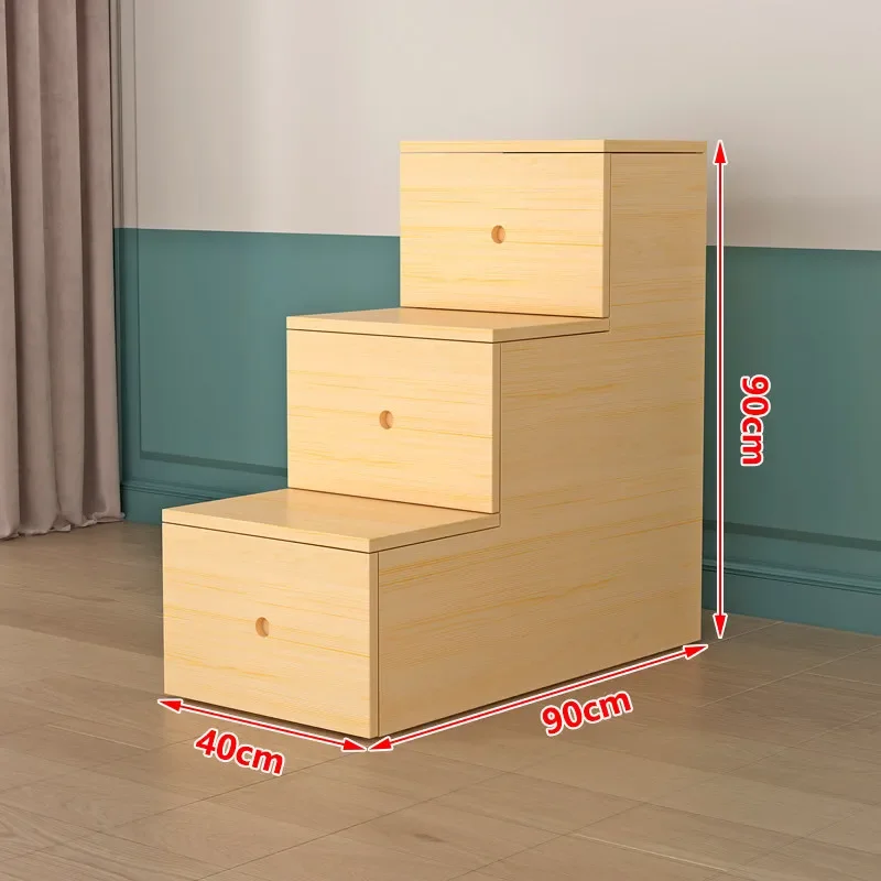 Wooden step cabinet Four-layer drawer locker Household solid wood step cabinet High and low bed Upper and lower