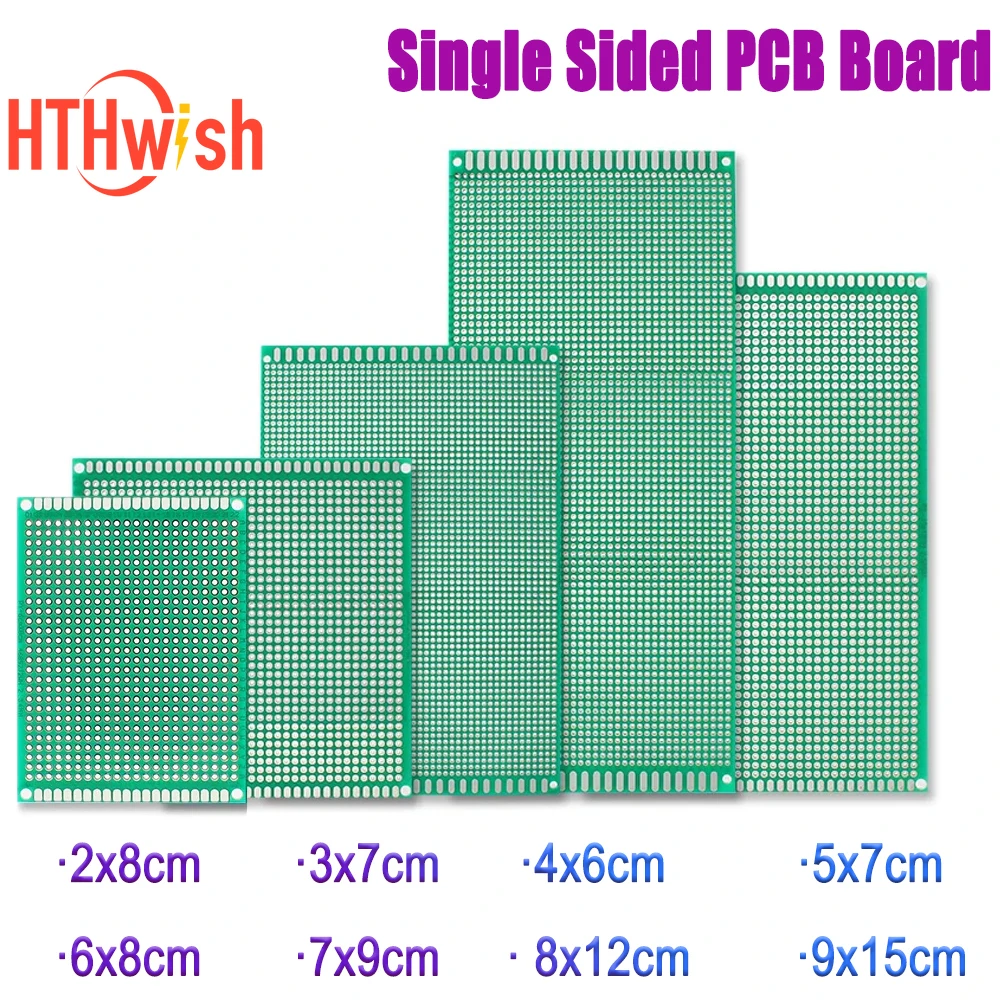 

5pcs/lot Universal Circuit Board Single Sided PCB 2x8cm 3x7cm 4x6cm 5x7cm 6x8cm 7x9cm 8x12cm 9x15cm Prototype Board for Arduino