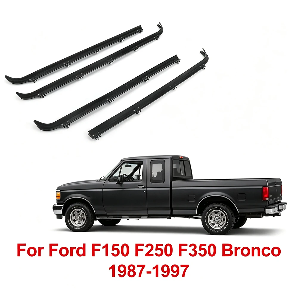 4PC Window Sweep Felt Weatherstrip Kit Inner Outer Trim Seal Molding For Ford F150 F250 F350 Bronco 1987-1997