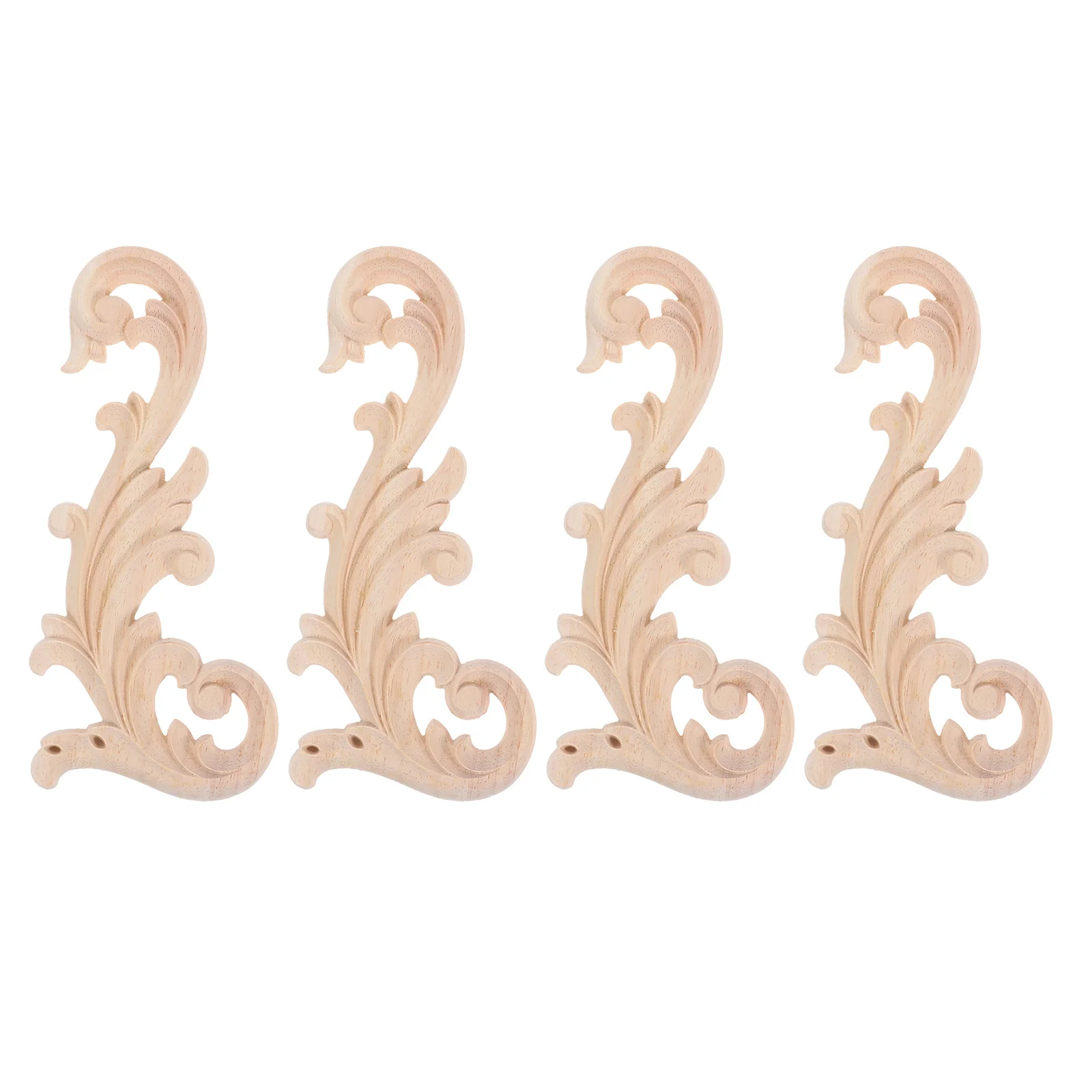 

4Pcs Wood Carved Appliques Unpainted Furniture Decoration Sturdy Material for Cabinets Wardrobes Doors Furniture Carvings Onlays