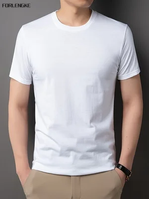 FORLENGKE-10-Pack Men's Plain Crew Neck T-Shirts, Casual Versatile Solid Color Tees, Perfect for Any Occasion, Best Value Bundle