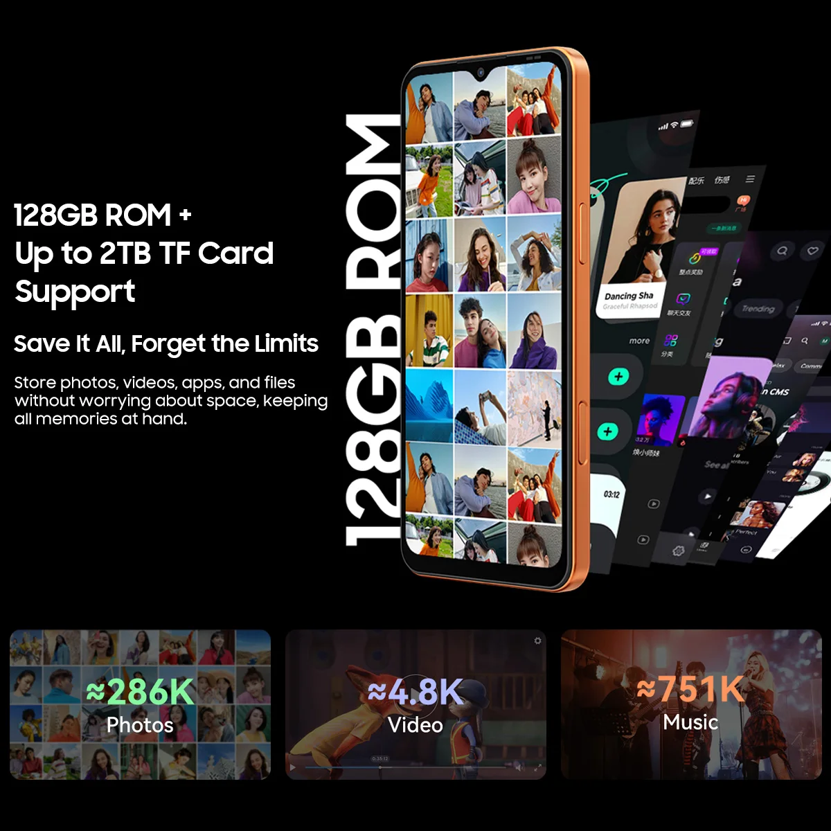 Blackview WAVE 7C Smartphone, 16GB(4+12 Erweiterbarer RAM)+64GB/128GB ROM, 6,56" HD+ Display, 5000mAh Großer Akku, Android 16, Doke AI 2.0, 1080P Videoaufnahme, Gratis TPU Schutzhülle – Bild 6