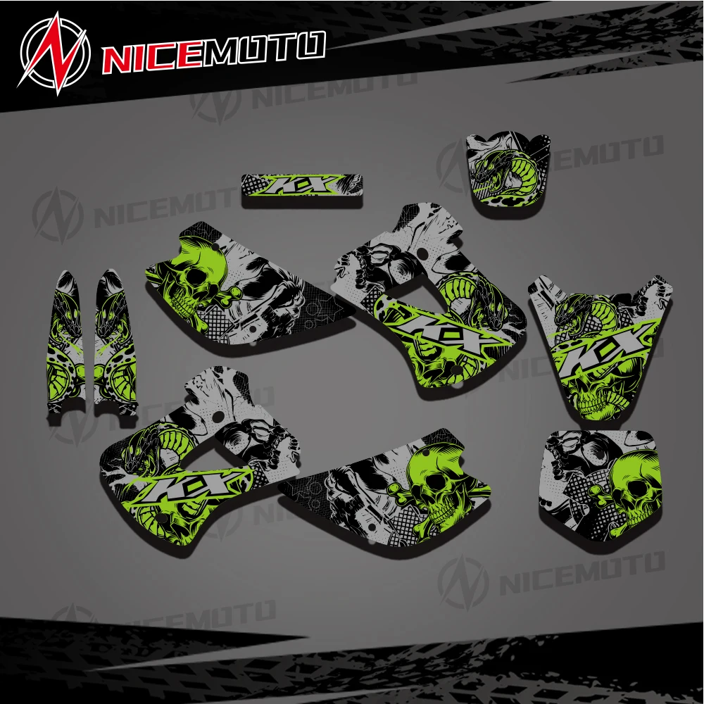 NICEMOTO Motorcycle Graphics Decal Sticker Kits for Kawasaki KX85 KX 85 1998 1999 2000 - 2013 Number Name Background Custom