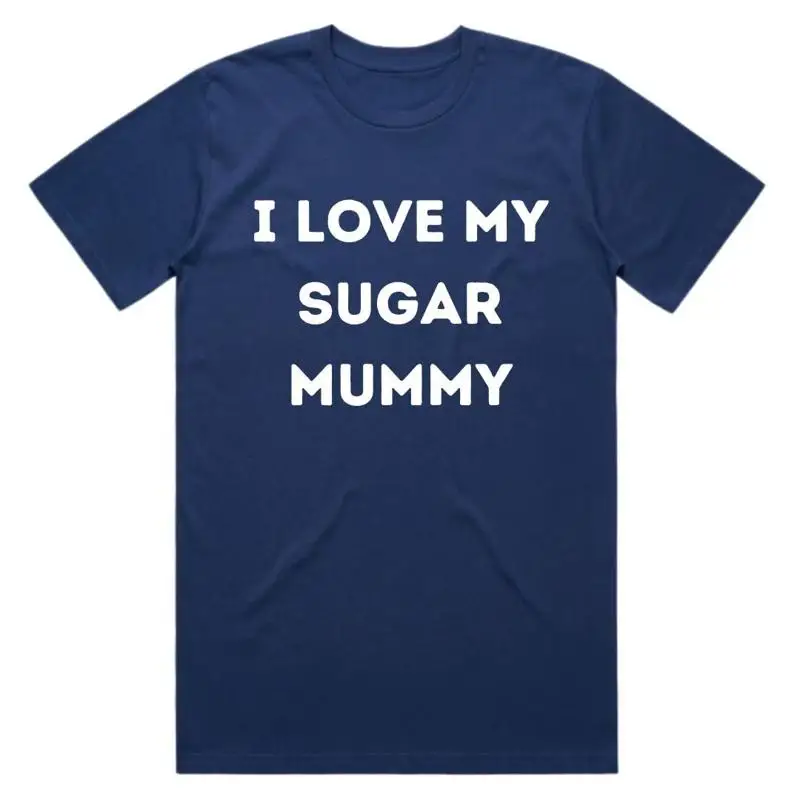 تي شيرت I Love My Sugar Mummy لعيد الحب لشاشة Boyfriend من القطن العضوي الثقيل