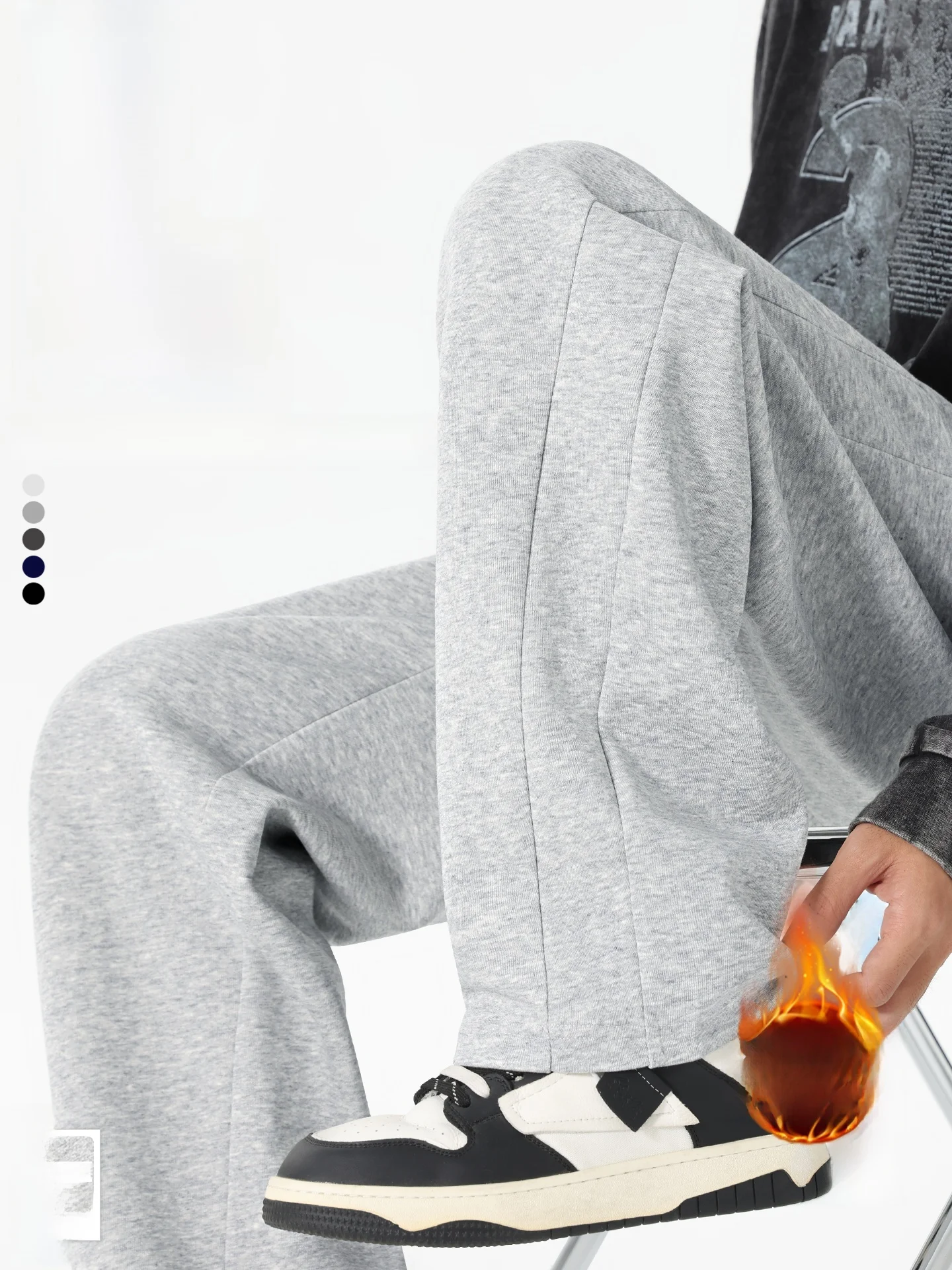 

Men's Fce Lined Straight Leg Pants Autumn Winter Casual Trousers Wear Resistant Warm Straight Tube Wide Leg Lon...