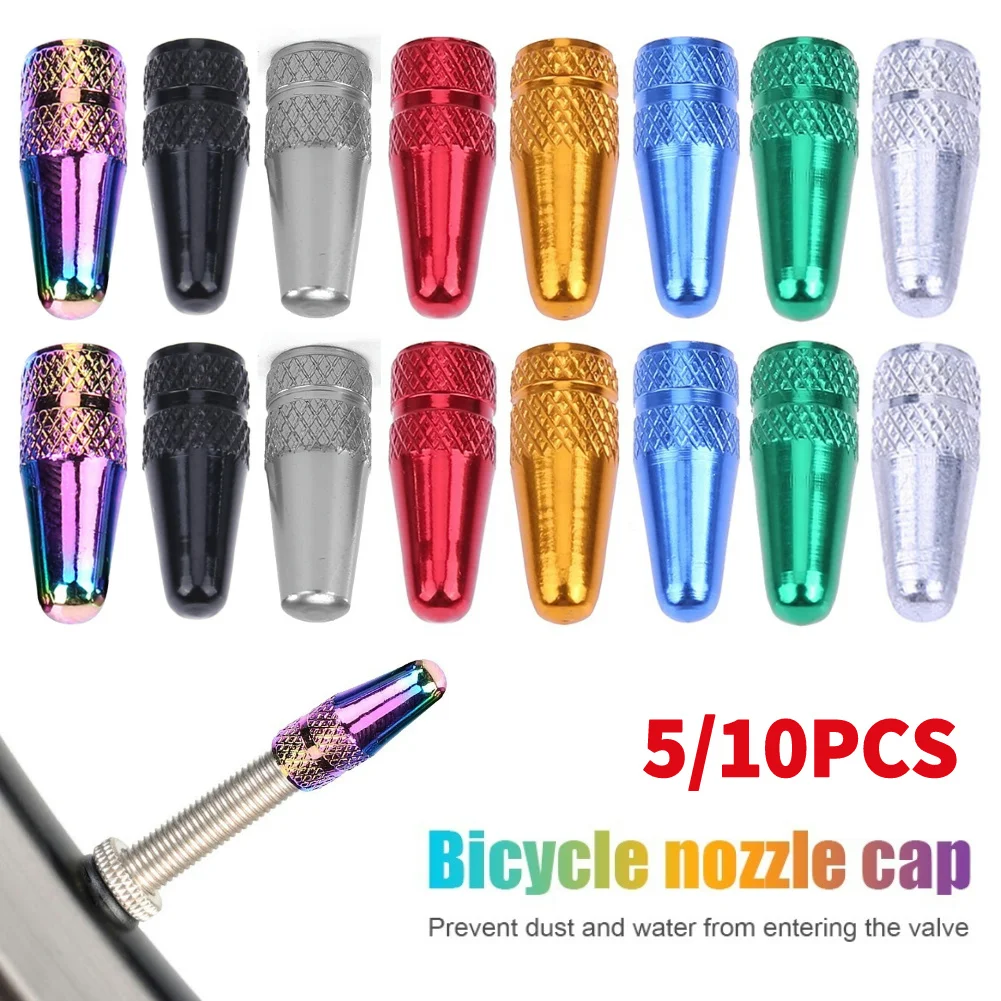 5/10PCS Bicycle Tire Valve Cap Aluminum High Pressure Caps for Presta Valves Rainbow Color Bike Tyre Hat MTB Bike Accessories