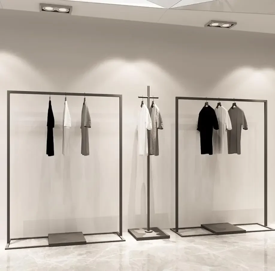 

# Hot Sales Clothing Store Display Rack Iron Clothing Rack Simple Hanging Men's And Women's Clothing Store Rack Display Floor Ty