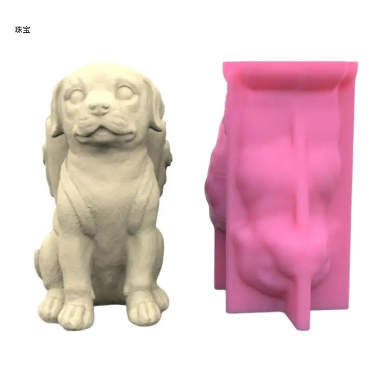 

X5QE Unique Silicone Moulds 3D Flower Pot Molds Dog Shaped DIY Pen Holder Moulds