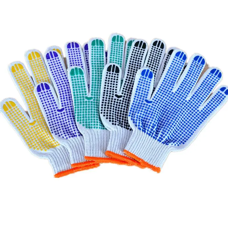 

Anti-Slip Bleached Cotton Yarn Wool Spun Yarn Glue Coated Labor Protection Gloves Home Use Protective Gloves Regular Thickness