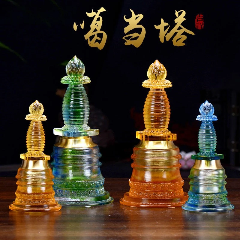 Crystal tower, stupa ornament, Buddhist supplies, home offering, Buddhist utensils, glazed stupa, Kadang pagoda