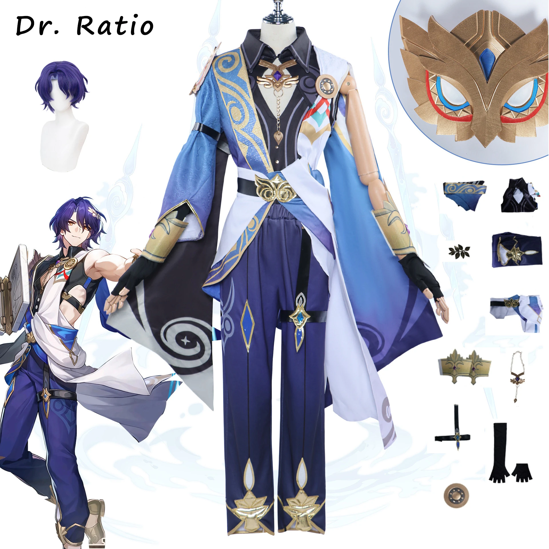 Dr Ratio Truth Doctor Cosplay Honkai Star Rail Costume Neck Ornament Arm Decoration Full Set Game Cos Carnival Party Costumes